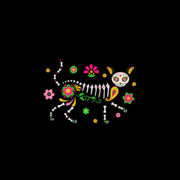 Sugar Skull Cat Skeleton Design