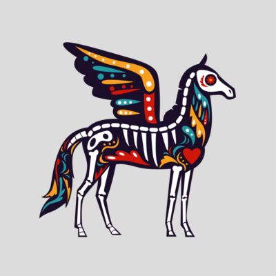 MEXICAN SUGAR SKULL FLYING HORSE Thumbnail
